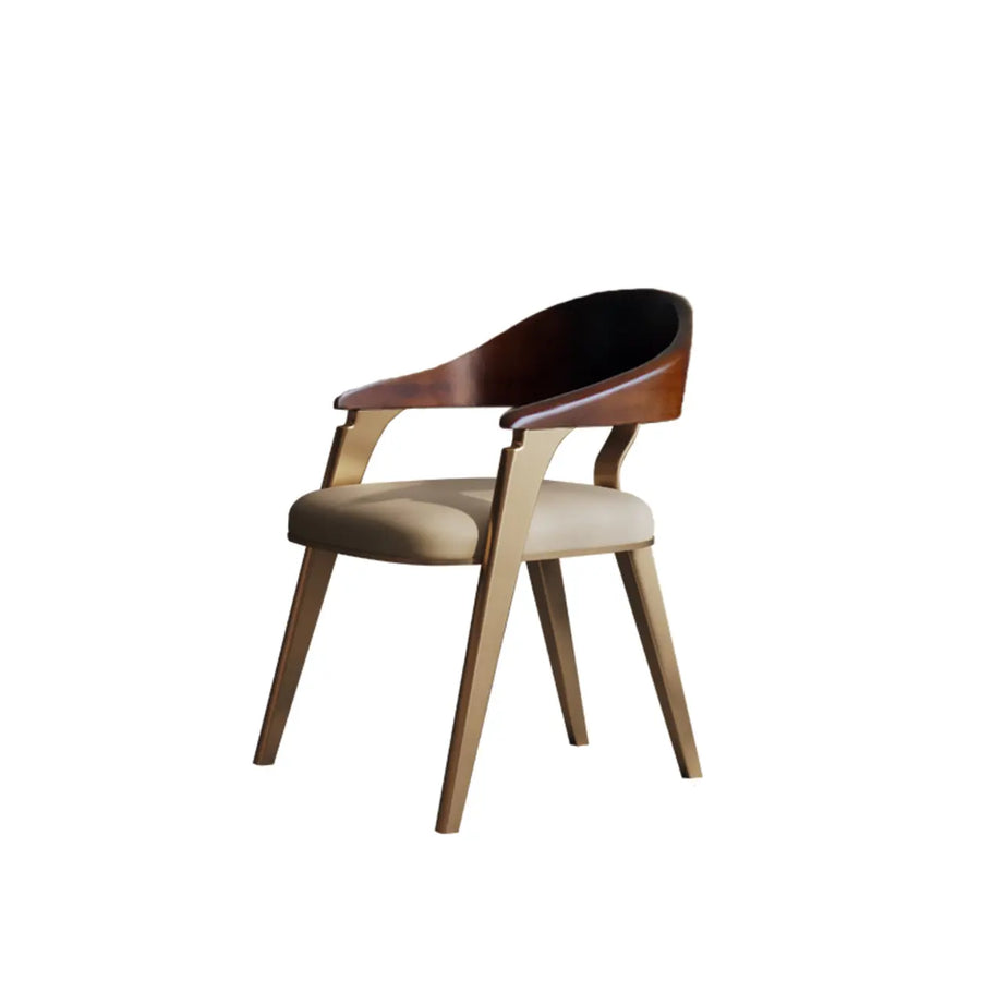 Modern Ergonomic Curved Back Leather Upholstered Arm Dining Chair