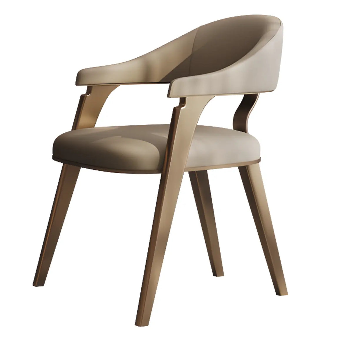 Modern Ergonomic Leather Arm Dining Chair with Padded Seat