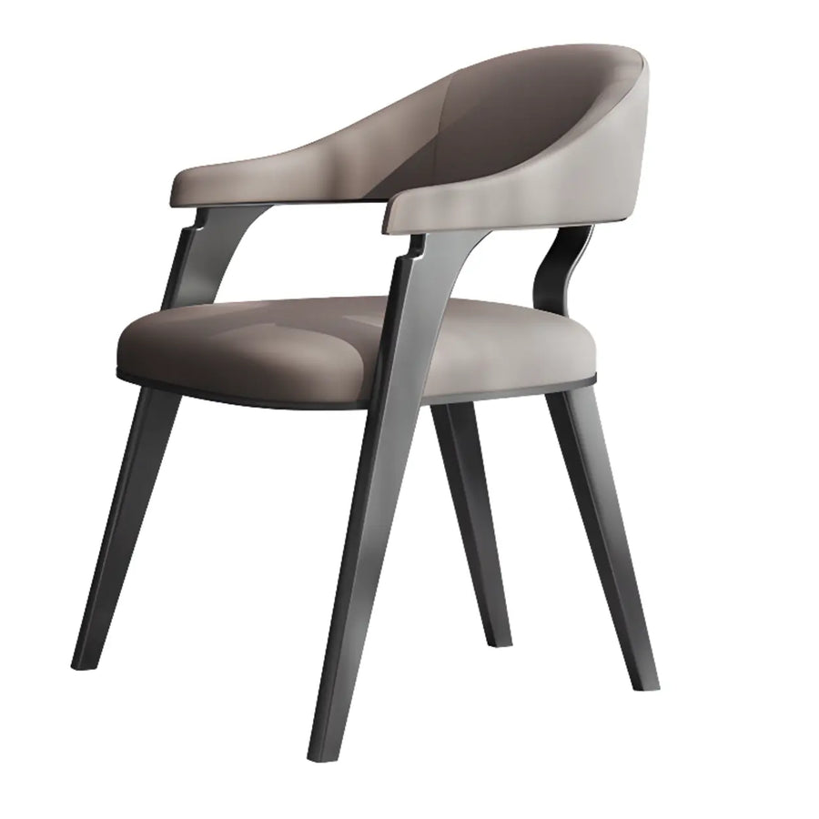 Modern Ergonomic Leather Arm Dining Chair with Padded Seat