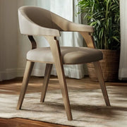 Modern Ergonomic Leather Arm Dining Chair with Padded Seat