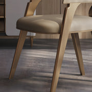 Modern Ergonomic Leather Arm Dining Chair with Padded Seat