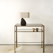Modern Fabric Shade Geometric Wooden Table Lamp