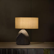 Modern Fabric Shade Geometric Wooden Table Lamp