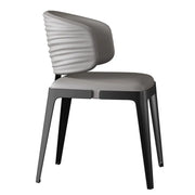 Modern Faux Leather Glam Pleated Curved Back Dining Chair