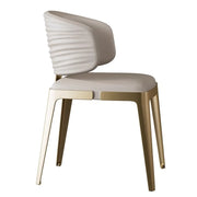 Modern Faux Leather Glam Pleated Curved Back Dining Chair