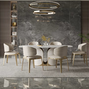 Modern Faux Leather Glam Pleated Curved Back Dining Chair