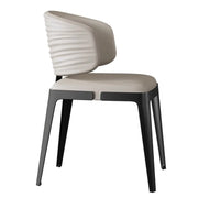 Modern Faux Leather Glam Pleated Curved Back Dining Chair