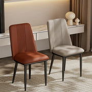 Modern Faux Leather Metal Leg Armless Dining Chair Set of 2