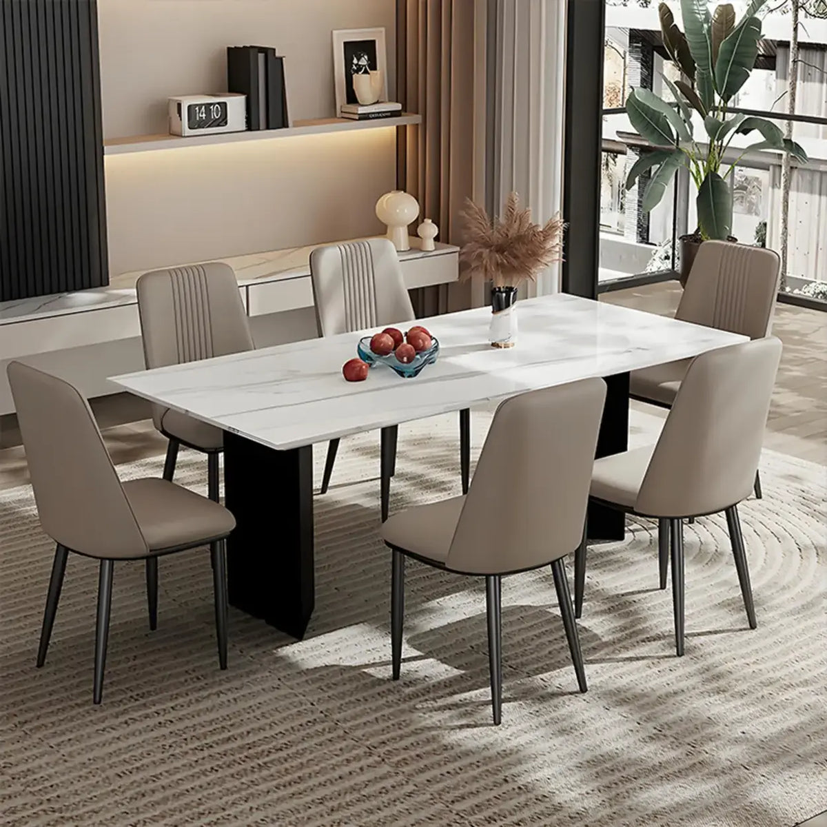 Modern Faux Leather Metal Leg Armless Dining Chair Set of 2