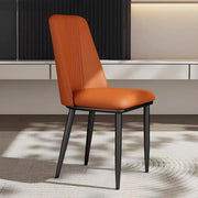 Modern Faux Leather Metal Leg Armless Dining Chair Set of 2