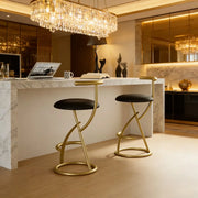 Modern Faux Leather Upholstery Armless Round Counter Bar Stool