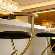 Modern Faux Leather Upholstery Armless Round Counter Bar Stool