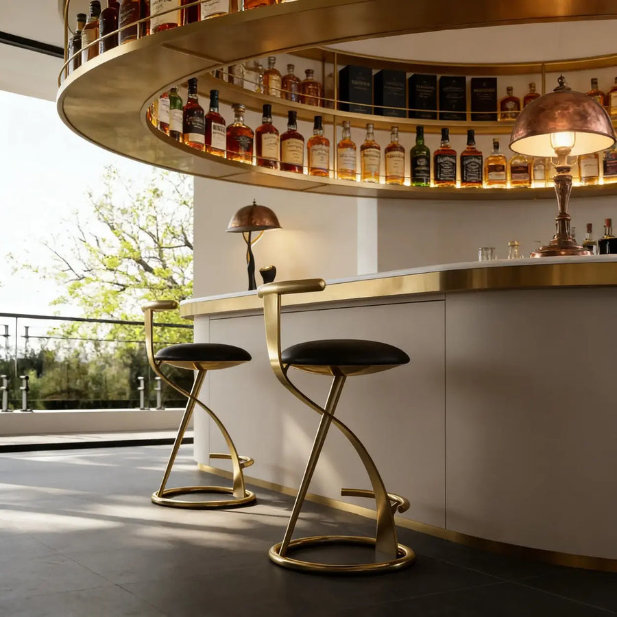Modern Faux Leather Upholstery Armless Round Counter Bar Stool