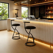 Modern Faux Leather Upholstery Armless Round Counter Bar Stool