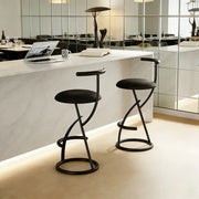 Modern Faux Leather Upholstery Armless Round Counter Bar Stool