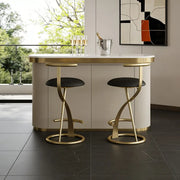 Modern Faux Leather Upholstery Armless Round Counter Bar Stool