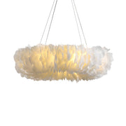 Modern FeathHB-110302026er Round Loop Bedroom Pendant Chandelier