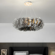 Modern FeathHB-110302026er Round Loop Bedroom Pendant Chandelier