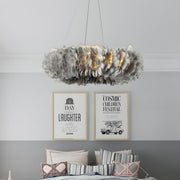 Modern FeathHB-110302026er Round Loop Bedroom Pendant Chandelier