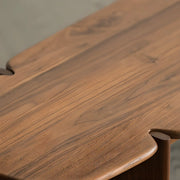 Modern Free Form Brown Wood Low Profile Coffee Table