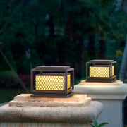 Modern Geometric Metal Outdoor Garden Solar Pillar Light