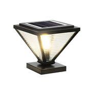 Modern Metal Pyramid Outdoor Solar Black Post Pillar Light