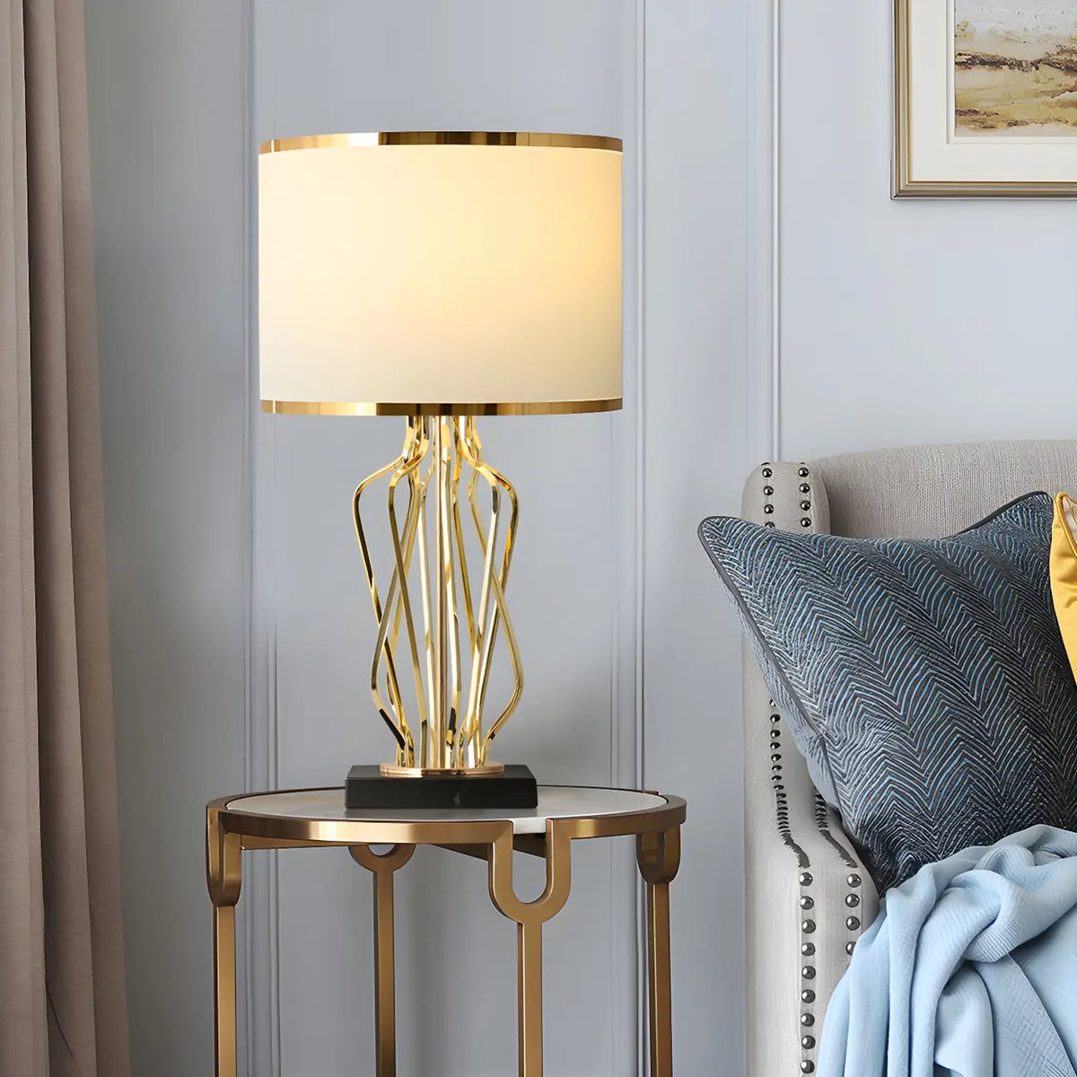 Modern Geometric Metal Table Lamp Gold Elegant Lighting
