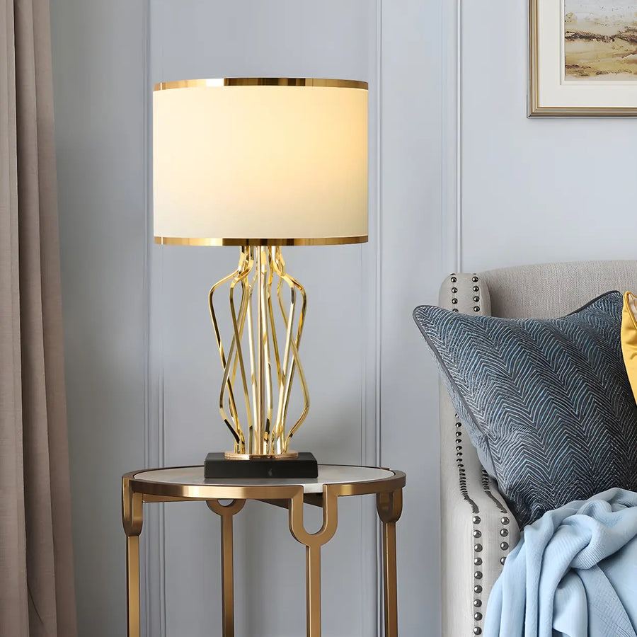 Modern Geometric Metal Table Lamp Gold Elegant Lighting