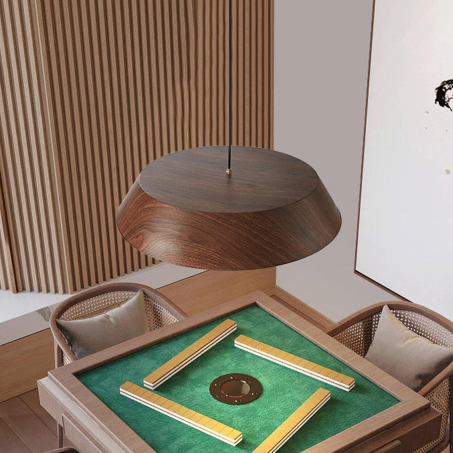 Modern Geometric Wood Metal Acrylic Pendant Light