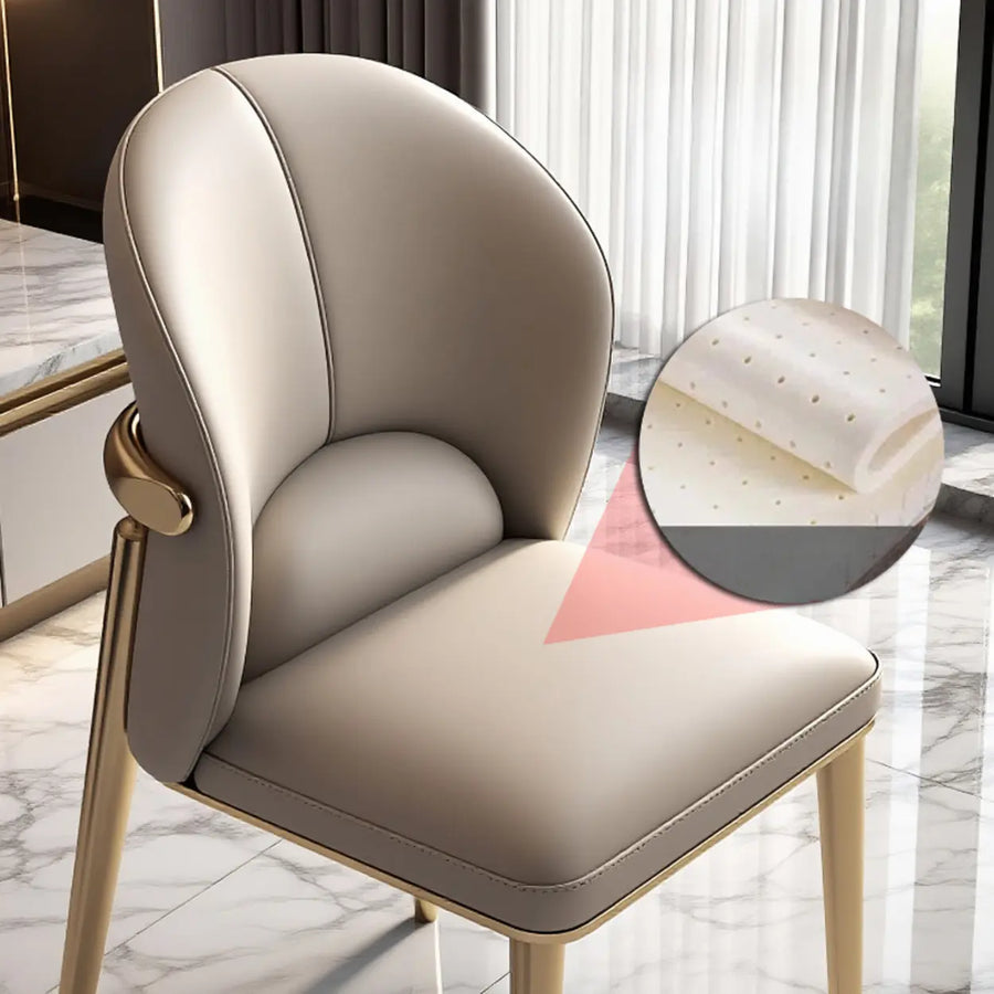 Modern Glam Faux Leather Upholstered Back Armless Dining Chair
