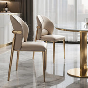 Modern Glam Faux Leather Upholstered Back Armless Dining Chair