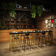 Modern Glam Wood Slim Rectangular Black Bar Table