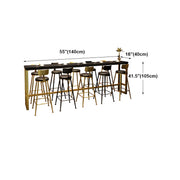 Modern Glam Wood Slim Rectangular Black Bar Table