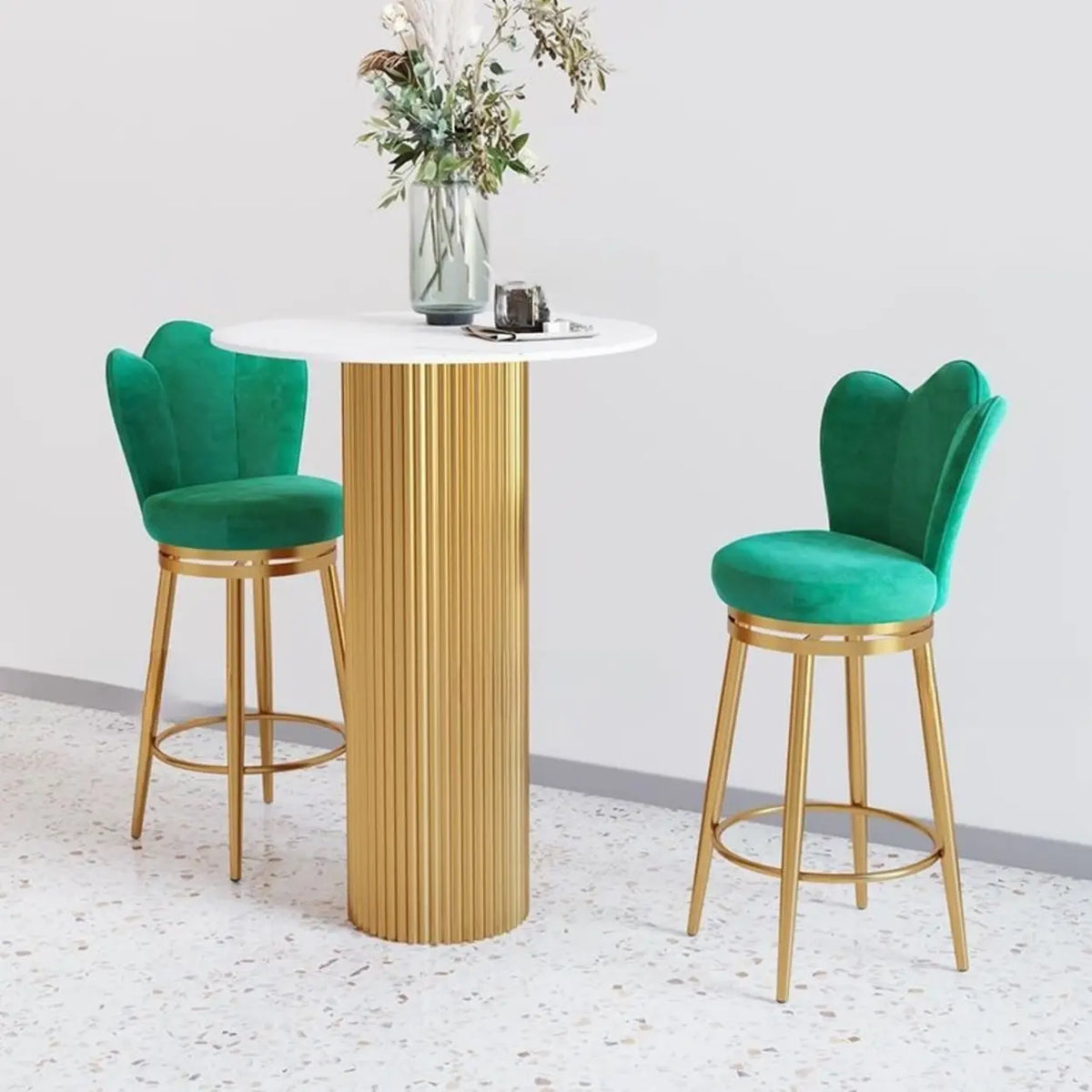 Modern Glam Scratch Resistant White Stone Bar Table