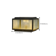 Modern Glass Cube Solar Metal Outdoor Pillar Lamp