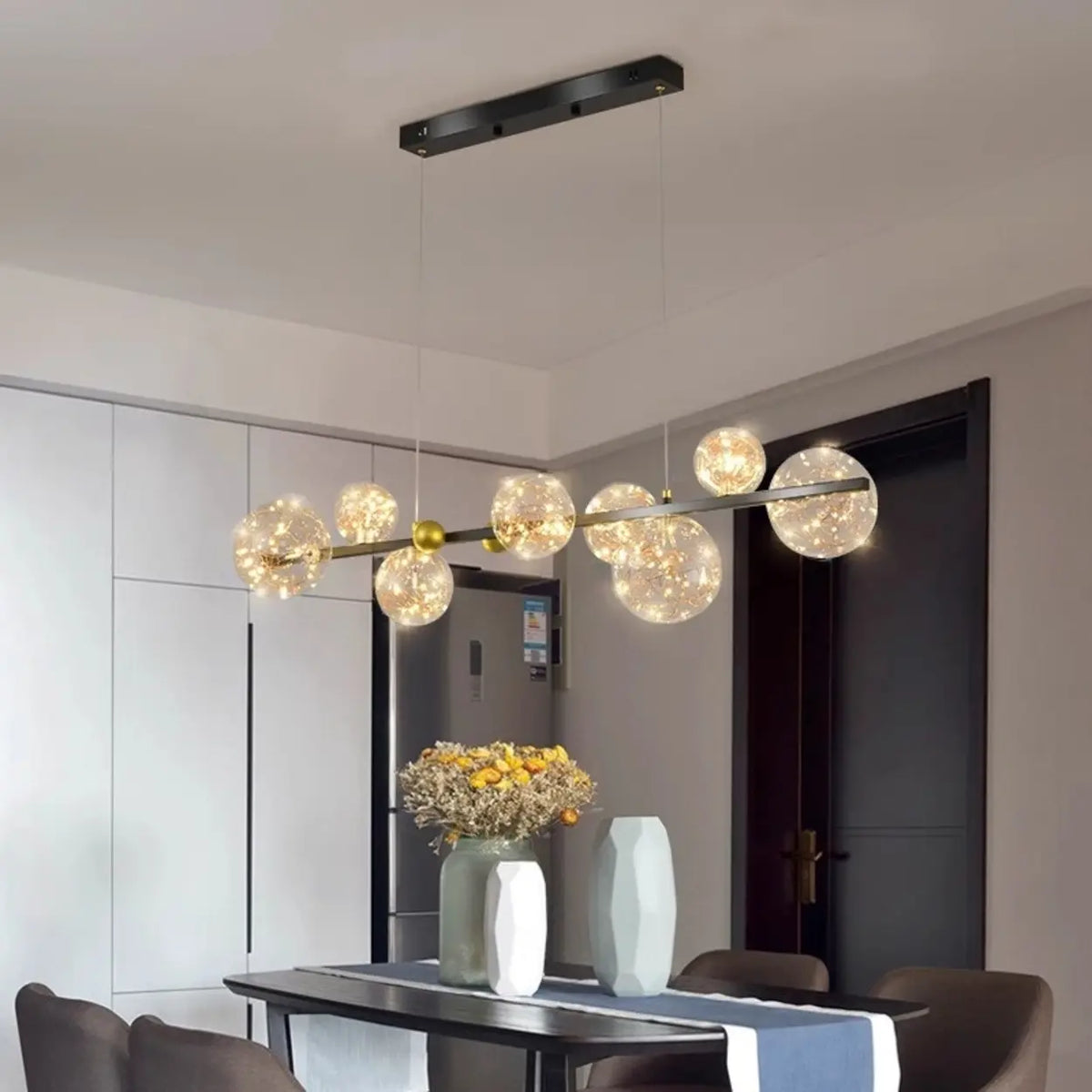 Modern Glass Globe Chandelier for Dining & Living Room Décor