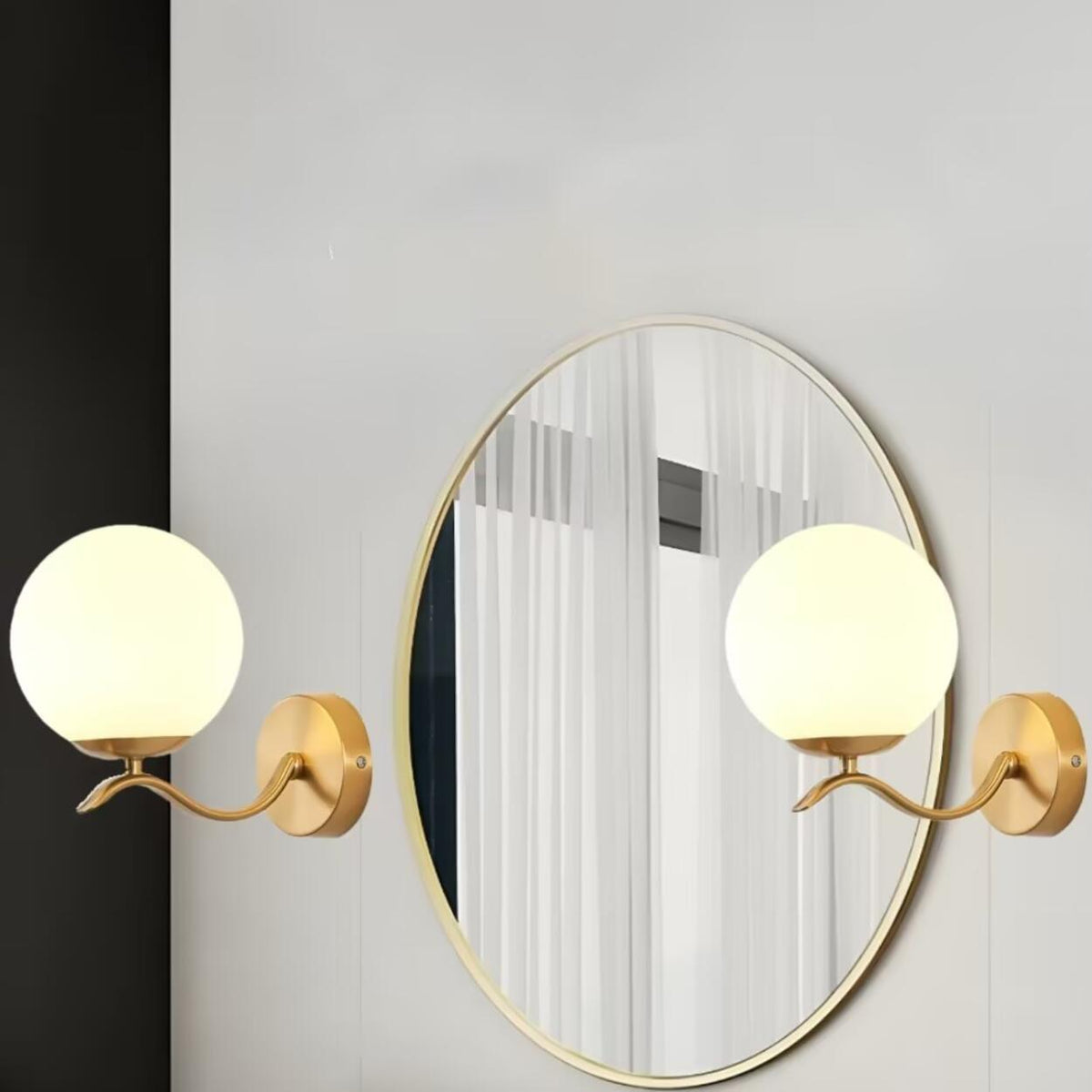 Modern Glass Globe Gold Metal Vanity Sconce Light