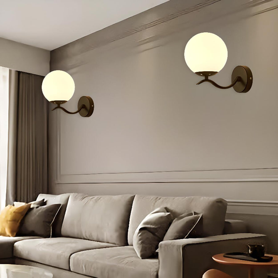 Modern Glass Globe Gold Metal Vanity Sconce Light