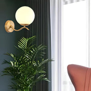 Modern Glass Globe Gold Metal Vanity Sconce Light