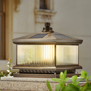 Modern Glass Square Metal Outdoor Solar Pillar Light
