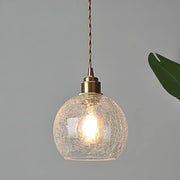 Modern Globe Crackle  Clear Glass Pendant Light