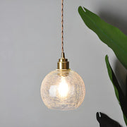 Modern Globe Crackle  Clear Glass Pendant Light