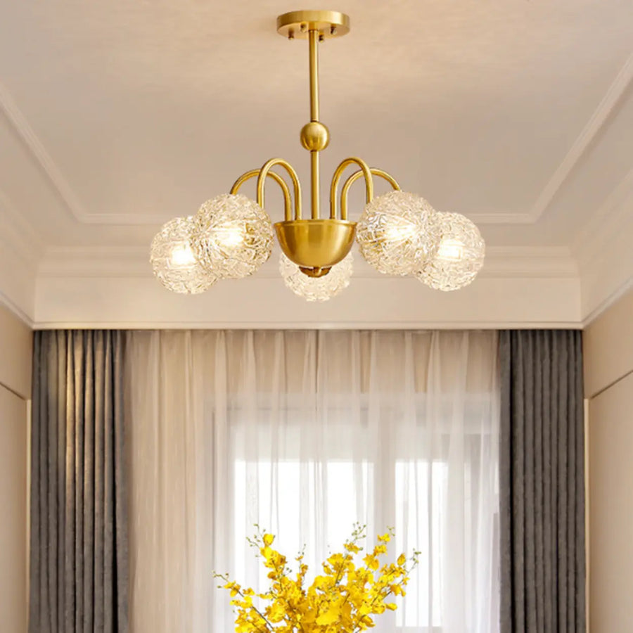 Modern Gold Chandelier with Crystal Glass Globes