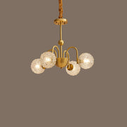 Modern Gold Chandelier with Crystal Glass Globes