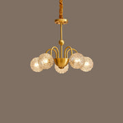 Modern Gold Chandelier with Crystal Glass Globes