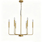 Modern Gold Adjustable Chain Branch Candle Chandelier