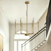Modern Gold Adjustable Chain Branch Candle Chandelier