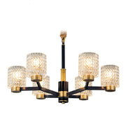 Modern Gold and Black Chandelier with Glass Shades