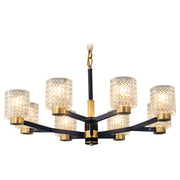 Modern Gold and Black Chandelier with Glass Shades