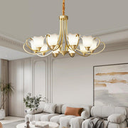Modern Gold Bell Jar Frosted Glass Chandelier
